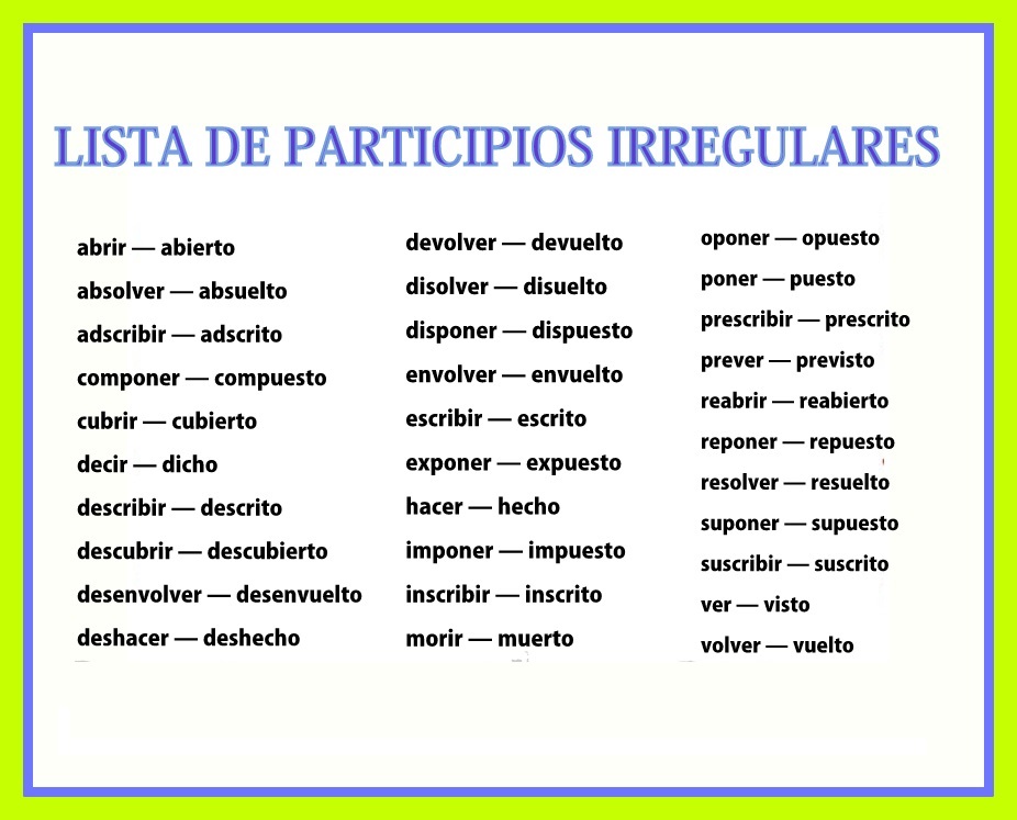Spanische Grammatik - unregelmäßiges Partizip